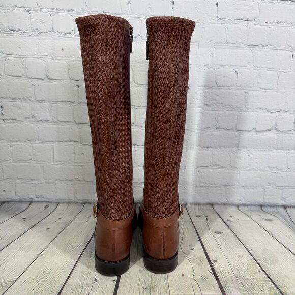 Cole Haan Riding Knee High Boots Size 9.5B Brown Equestrian Buckle Quiet Luxury - Picture 4 of 16